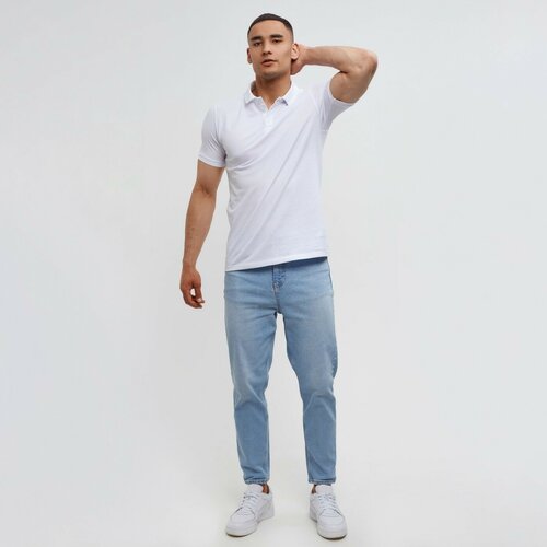 фото Поло minaku, хлопок, однотонное, размер 54, белый