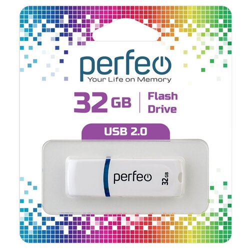 Флешка Perfeo C09 32 ГБ, 1 шт., white флэш диск usb perfeo 32gb c09 white pf c09w032