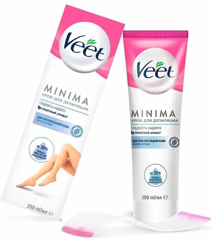 Veet Minima Крем для депиляции чувствительной кожи ног, рук, зоны подмышей и бикини, 100 мл