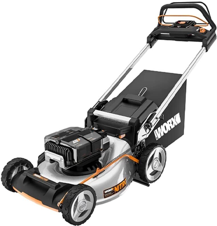 Газонокосилка аккумуляторная самоходная WORX 80В 51см, бесщеточная, 4Ач х4, BASECAMP 4 х1А, коробка - фотография № 15