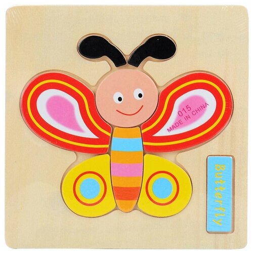 Рамка-вкладыш деревянная набор 2 шт изучаем английский язык. Пазл-вкладыш дерево Насекомые Бабочка/Стрекоза с английскими словами.