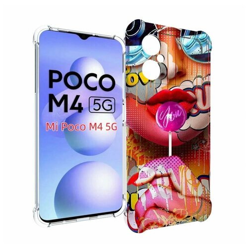 Чехол MyPads комикс-девушка женский для Xiaomi Poco M4 5G задняя-панель-накладка-бампер