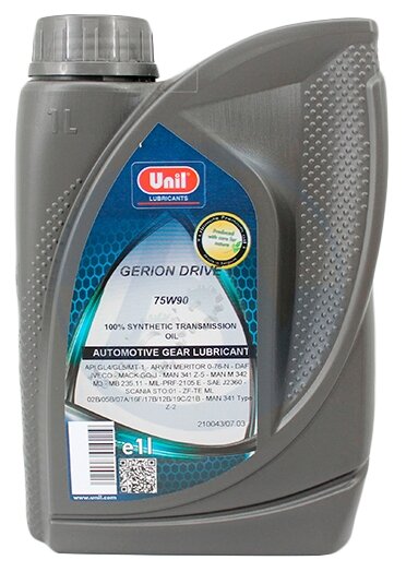 UNIL 5420007010119 Масло трансмиссионное GERION DRIVE GL-4/5 75W90 5л UNIL