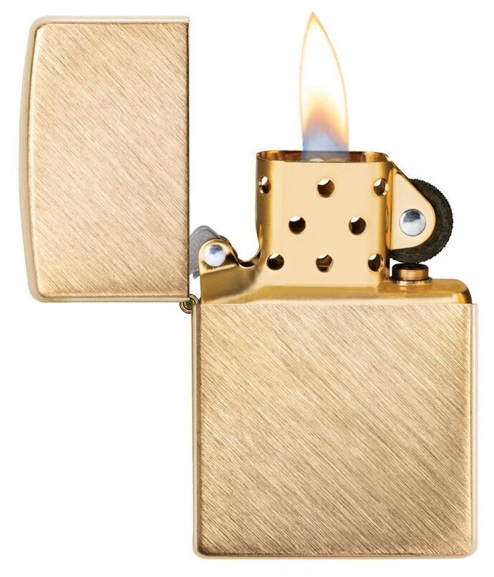 Оригинальная бензиновая зажигалка ZIPPO Classic 29830 с покрытием Herringbone Sweep Brass - фотография № 3