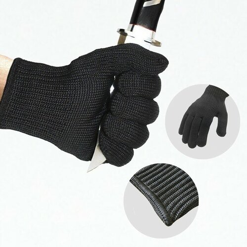 Перчатки защищающие от порезов, размер - M, черные перчатки защитные pyramex gl102 чёрный 2xl