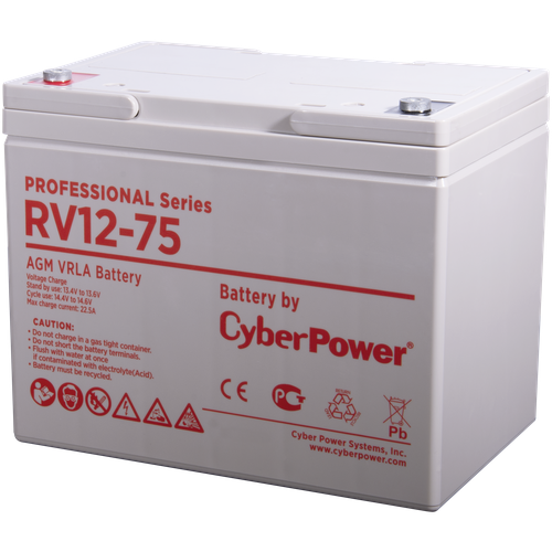 Аккумуляторная батарея PS CyberPower RV 12-75 / 12 В 75 Ач - Battery CyberPower Professional series RV 12-75 / 12V 75 Ah аккумуляторная батарея ps cyberpower rv 12 26 12 в 26 ач battery cyberpower professional series rv 12 26 12v 26 ah