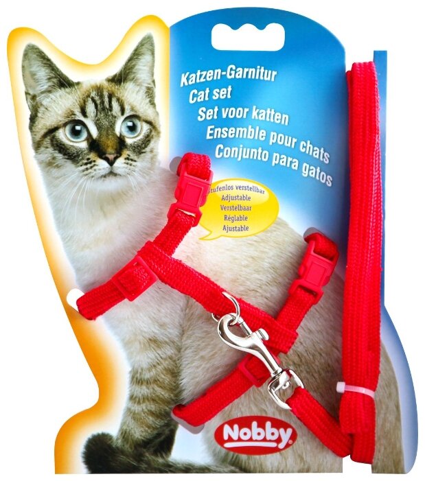 Шлейка NOBBY для кошек красная 63795