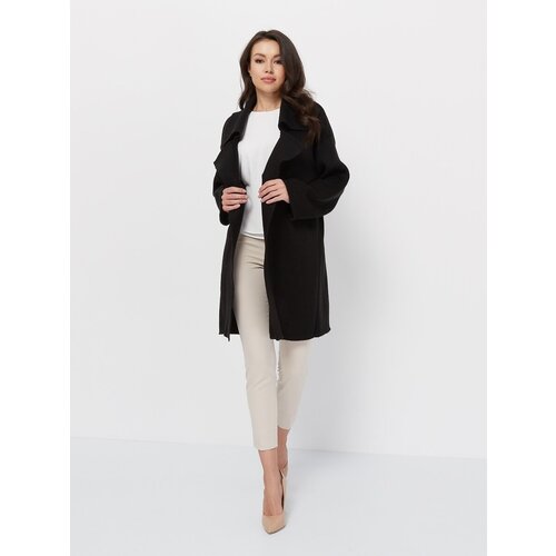 Кардиган Lesnikova Design, размер 44-50, черный модный мягкий однотонный вязаный кардиган до щиколотки с капюшоном без пуговиц на осень и зиму свитер куртка пальто