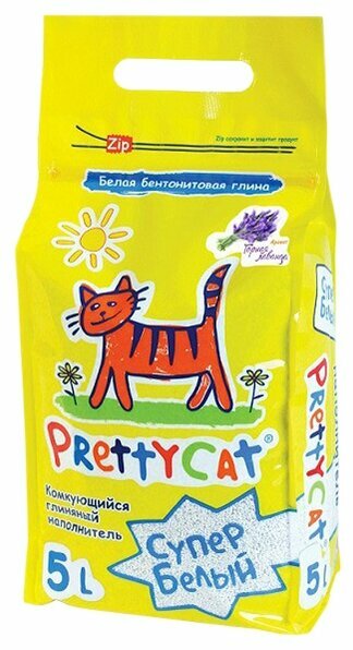 Наполнитель бентонитовый комкующийся "PrettyCat Cупер белый" С лавандой 5 л/4,2 кг - фотография № 8