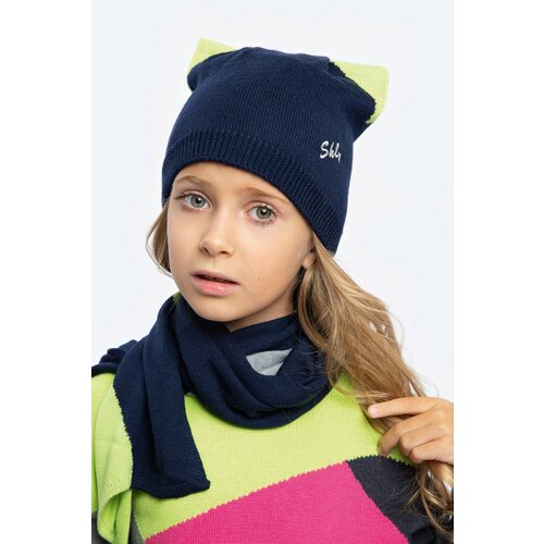 Комплект для девочки шапка и шарф Шалуны 455545 темно-синий 54