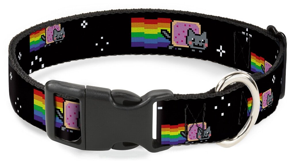 фото Ошейник BUCKLE-DOWN CPC-WNC001-M Нян Кэт черный с пластиковой застёжкой 28-43 см