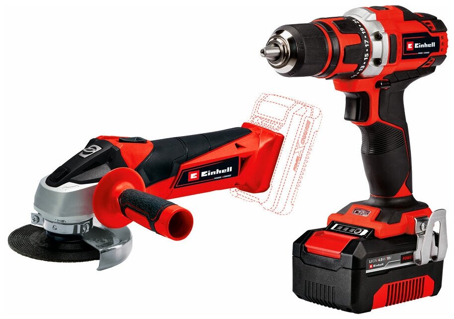 Einhell набор акк. инструмента te-tk 18/2 li kit (cd+ag) 4257240