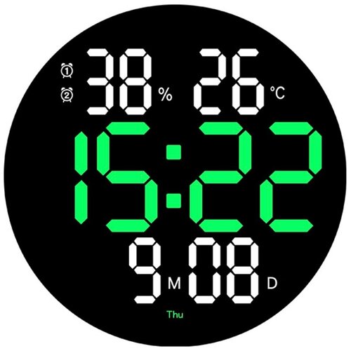 Часы электронные настенные, часы электронные настенные светящиеся цифровые, электронные цифровые, черного цвета . цифры зеленые. 25 см.