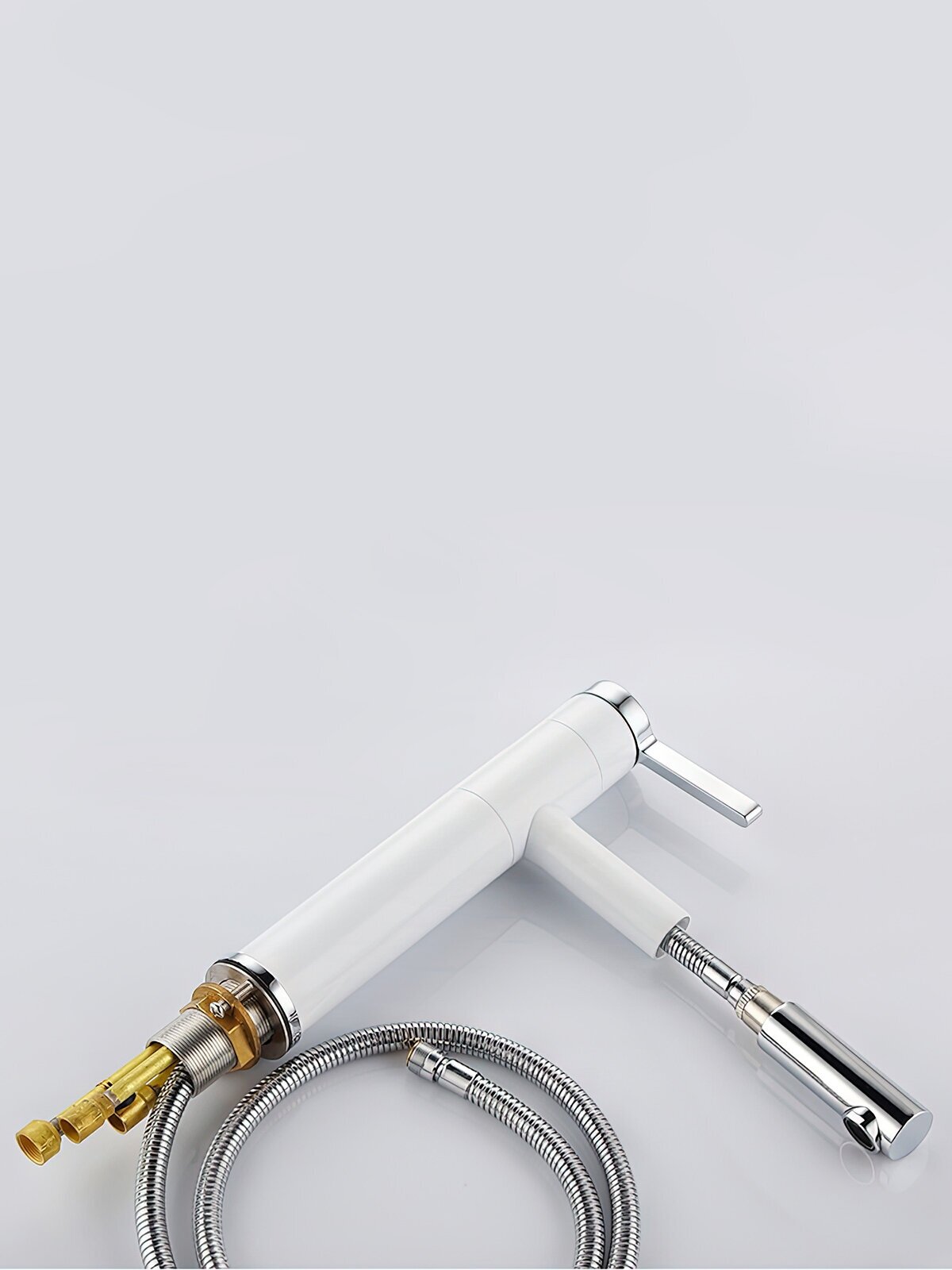 Смеситель для раковины (белый высокий) Hans&Helma поворотный излив носик, для ванной умывальника