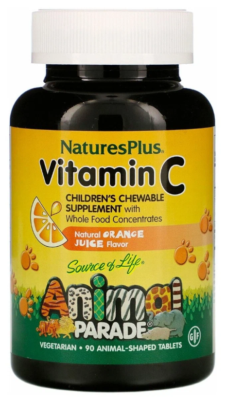 NaturesPlus Animal Parade Vitamin C таб. жев., 90 шт., апельсин
