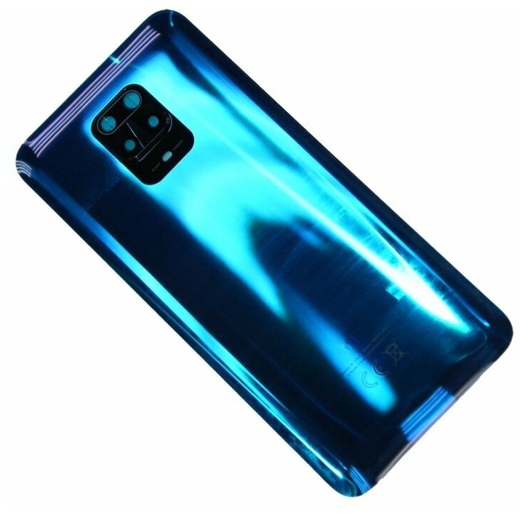 Задняя крышка для Xiaomi Redmi Note 9 Pro со стеклом камеры <синий> (OEM)