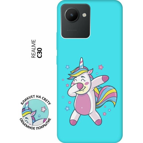 Матовый чехол Unicorn Dab для realme C30 / Рилми С30 с 3D эффектом мятный матовый чехол sad raccoon для realme c30 рилми с30 с 3d эффектом мятный