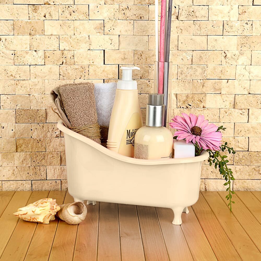 Органайзер в виде ванны для душевой, кремового цвета - фотография № 2