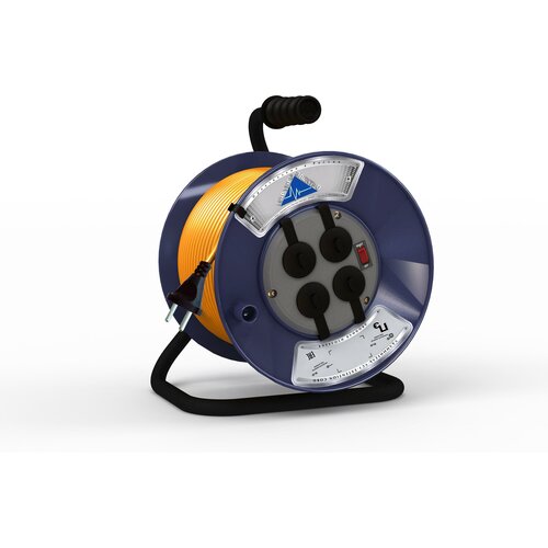 Удлинитель Партнер-Электро PowerLine на пластик. катушке 4 гн. с/з с выкл. ПВС 3х1 10A 20м тем-сер. вст. оранж. шн