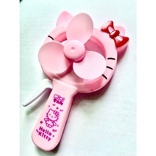 Вентилятор детский механический Hello Kitty, 19 см/ Вентилятор детский ручной/ Детский механический мини-вентилятор / Ветерок /