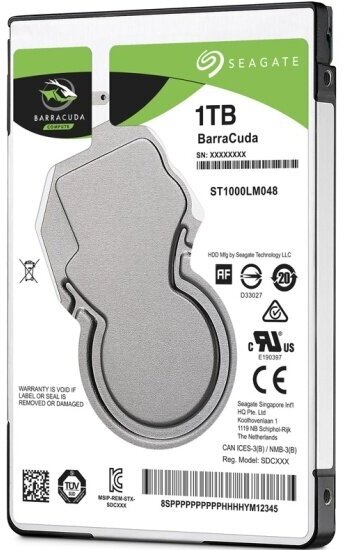 Жесткий диск 2.5" Seagate BarraCuda 1 ТБ, SATA III, 128 Mb, 5400 rpm (ST1000LM048)