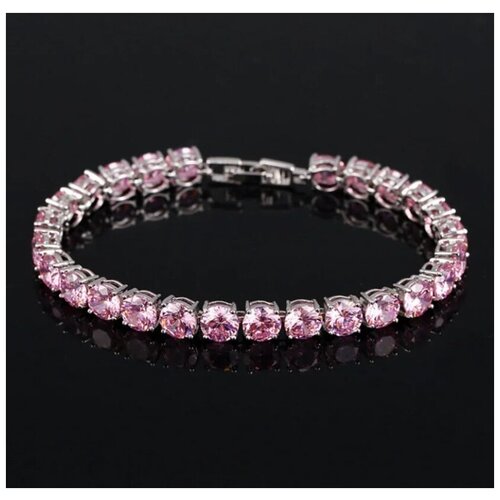 фото Браслет aspena циркон, стразы розовые, гипоаллергенный сплав, размер 18+3