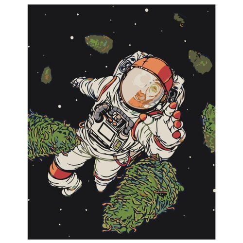 Космонавт в открытом космосе Раскраска картина по номерам на холсте