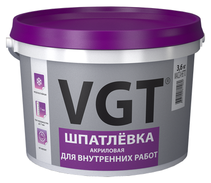 Шпатлевка VGT, акриловая, для внутренних работ, 18 кг