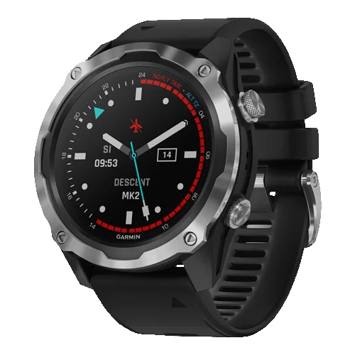 Умные часы Garmin Descent Mk2 stainless steel with silicone band, черный/серебристый