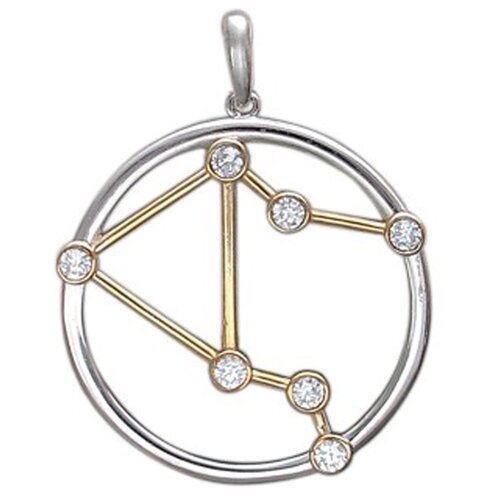 фото Эстет подвеска "весы" с 7 фианитами из серебра с позолотой 01д159610а