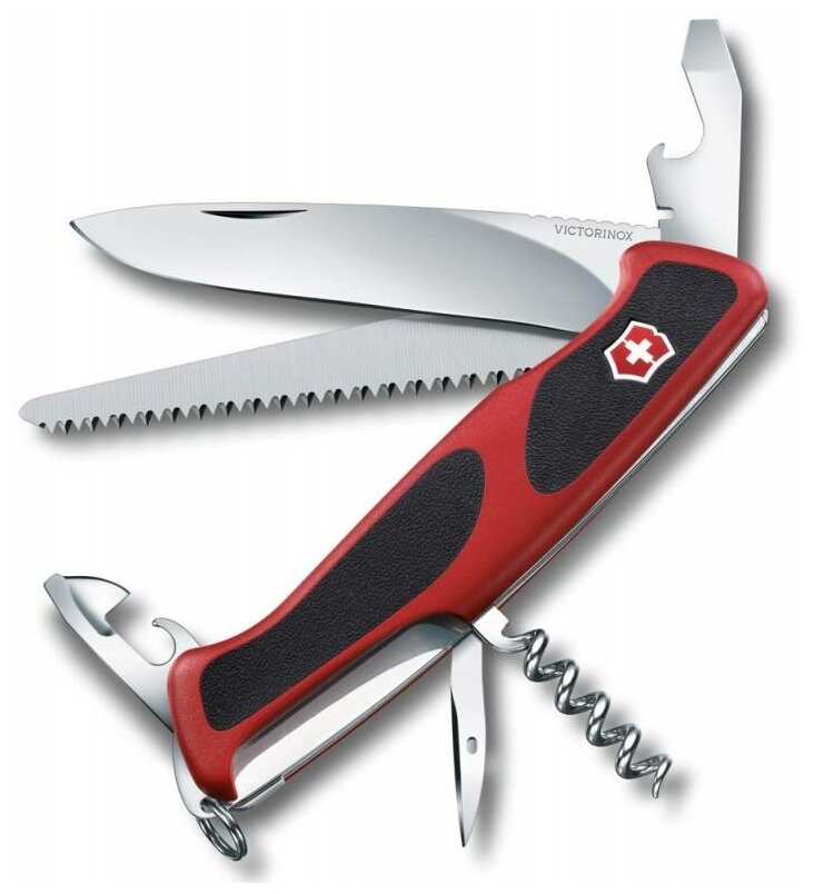 Нож перочинный Victorinox RangerGrip 55 (0.9563. CB1) 130мм 12функц. красный/черный блистер