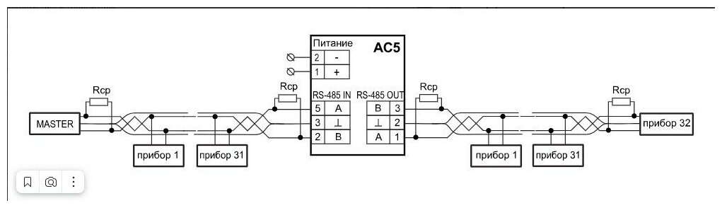 АС5 повторитель интерфейса RS-485 c гальванической изоляцией овен