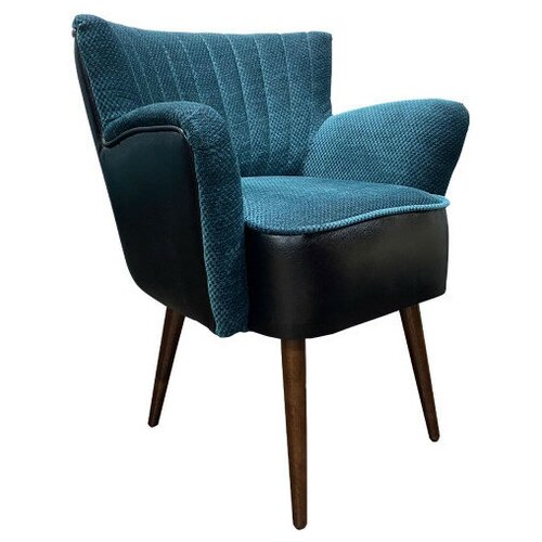 Кресло Свейн размер 66 х 70 см, наружная часть экокожа цвет черный, внутренняя часть текстиль цвет морской волны