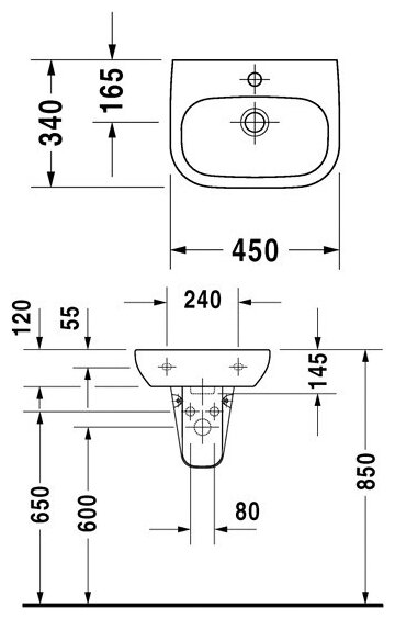 Раковина подвесная Duravit D-Code 45x34 07054500002 - фотография № 11