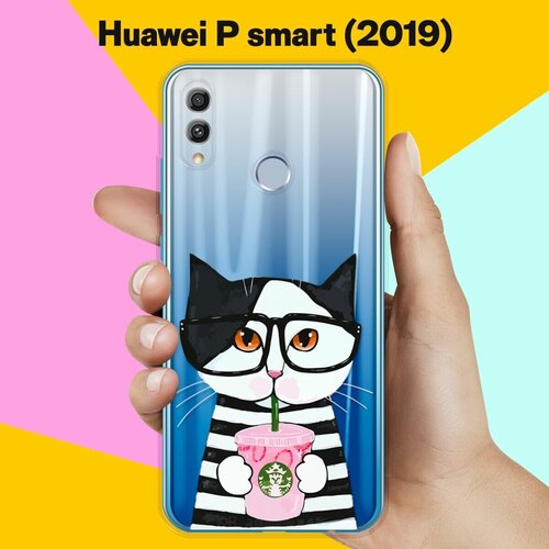 Силиконовый чехол Кот в очках на Huawei P Smart (2019) силиконовый чехол лама в очках на huawei p smart 2019