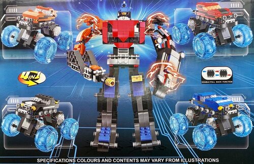 Конструктор Робот трансформер / машина светящиеся колеса, набор 2 в 1 (185 деталей) игрушка, подарок для мальчика.