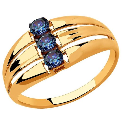 фото Sokolov кольцо с 3 кристаллами swarovski из красного золота 81010448, размер 19.5