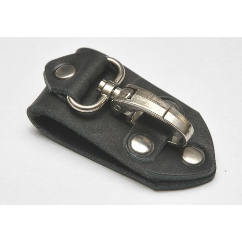 фото Брелок брелок-карабин на ремень для ключей, гладкая фактура, черный kozhedub