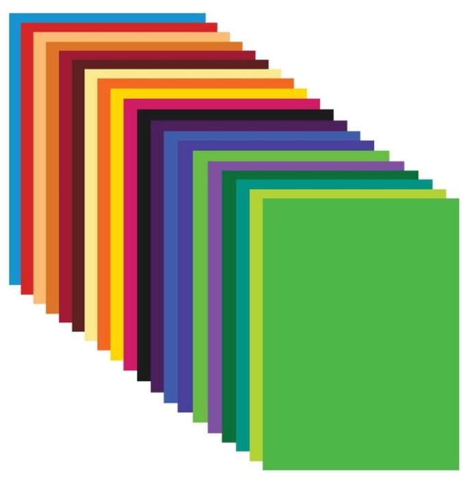 Бумага цветная А3, 20 листoв, 20 цветов, мелованная, односторонняя, в ...