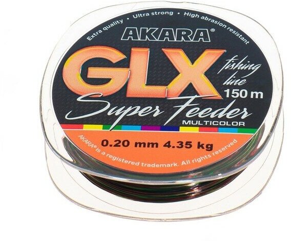 Леска Akara GLX Super Feeder, диаметр 0.2 мм, тест 4.35 кг, 150 м, цвет мультиколор 9681022