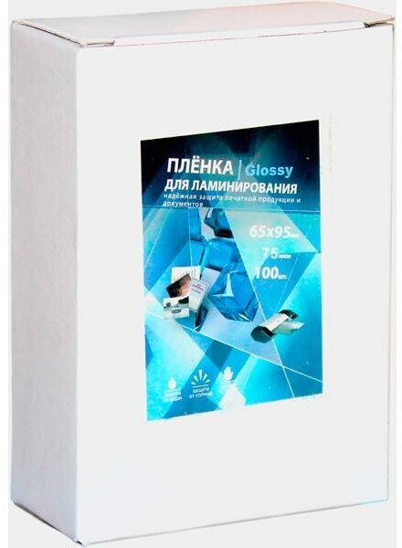 Плёнка для ламинирования Bulros 65х95 мм 75 мкм глянцевая 100 шт.