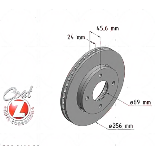 ZIMMERMANN 380.2166.20 (4544200001 / 4605A068 / M4605A068) диск тормозной (Комплект 2 штуки)