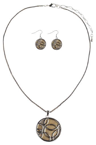 Комплект бижутерии Shadore: колье, серьги, размер колье/цепочки 49 см., серебряный, золотой