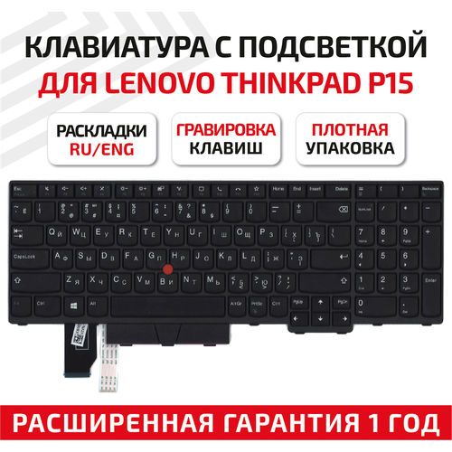 Клавиатура (keyboard) для ноутбука Lenovo ThinkPad P15, T15g, черная с подсветкой клавиатура для ноутбука lenovo thinkpad p15 t15g черная с трекпоинтом