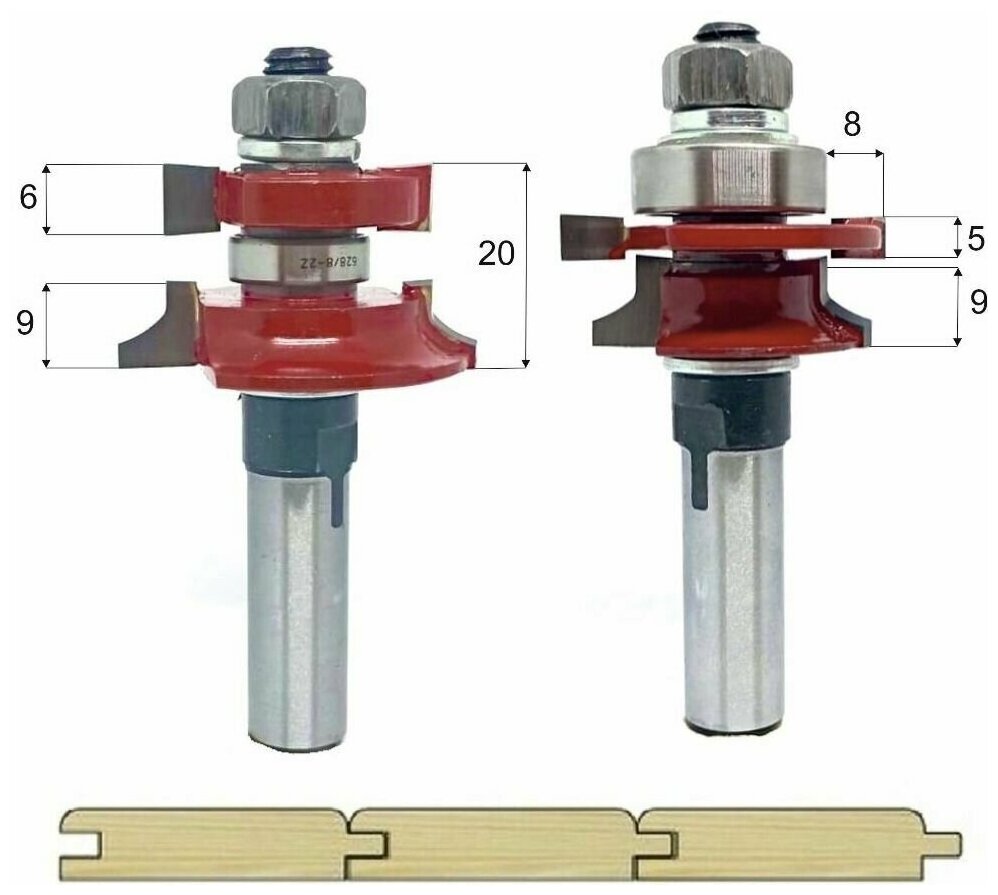 Набор фрез для изготовления Вагонки (Штиль) H20 S8