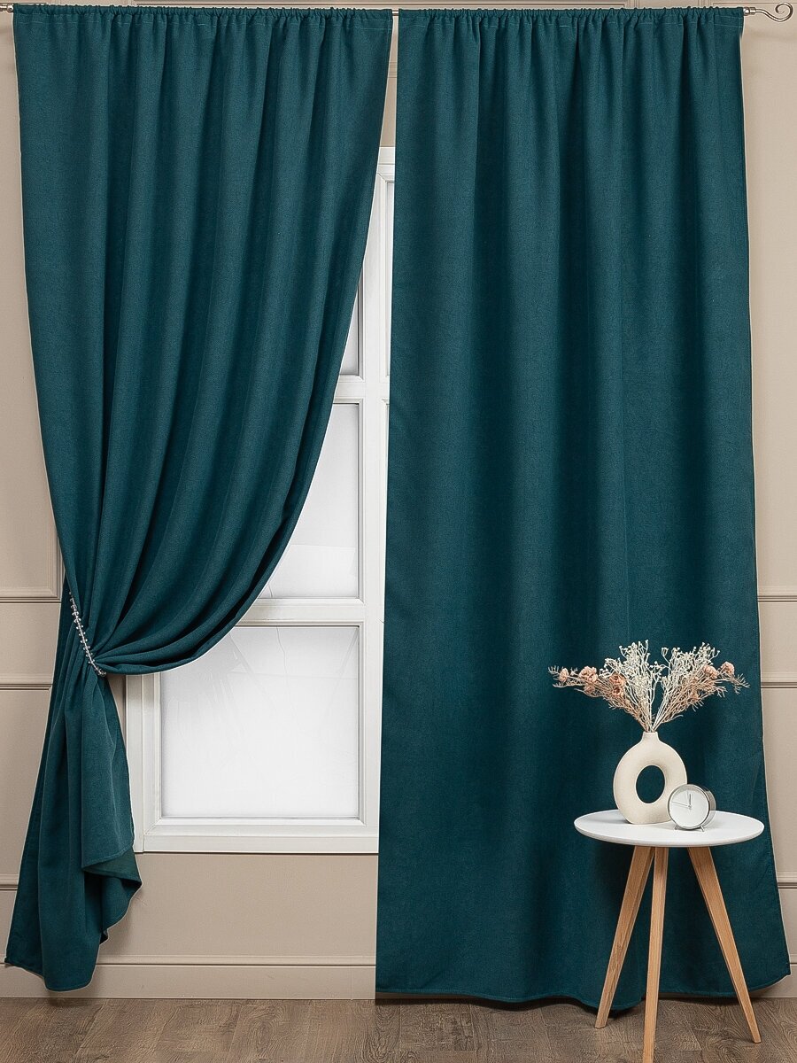 фото Комплект штор Amore Mio Блэкаут, канвас, для гостиной, спальни, дома, плотные, однотонные