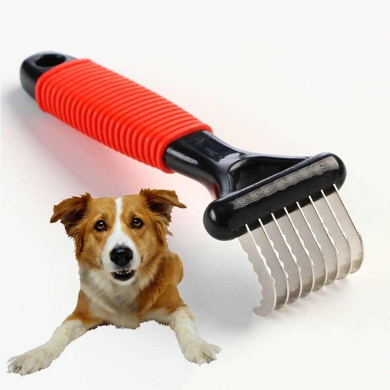 Колтунорез для собак щетка для вычесывания Pet Grooming 8 загнутых зубцов, 15х5 см - фотография № 1