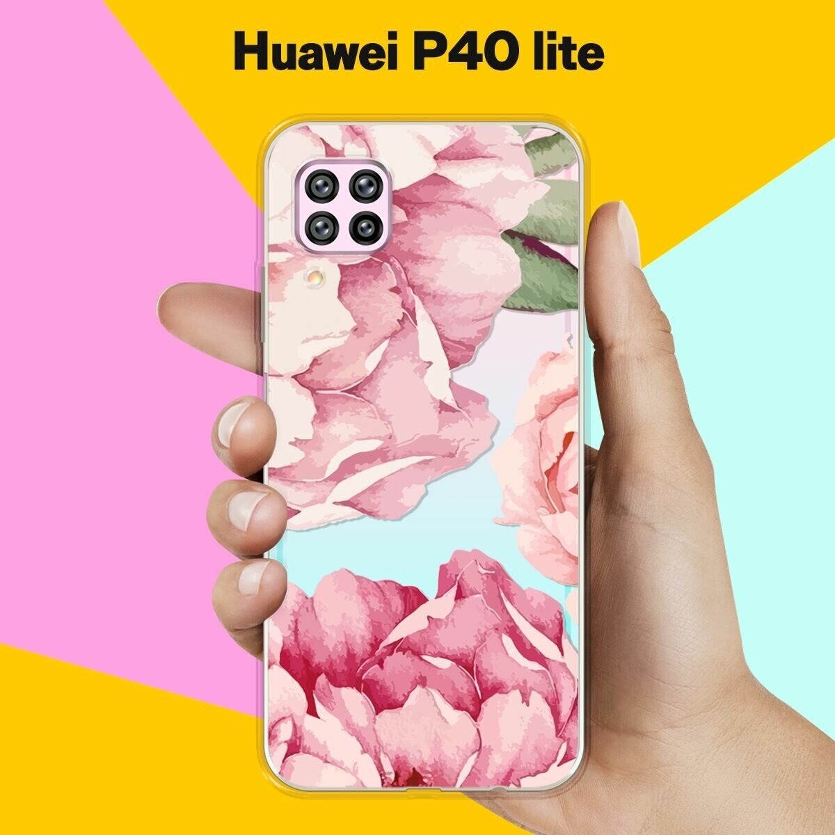 Силиконовый чехол на Huawei P40 lite Пионы / для Хуавей П40 Лайт