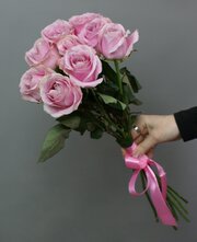 Розы розовые 9 штук 50 см "Пинк Аваланж" Россия(большой бутон)