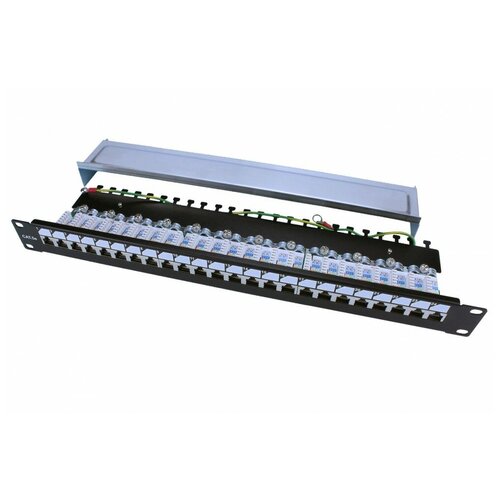 патч панель 19 hyperline pp3 19 16 8p8c c5e sh 110d Патч-панель 19' 1U 24 порта RJ45 экранированный категория 5e Dual IDC ROHS черный Hyperline 246037